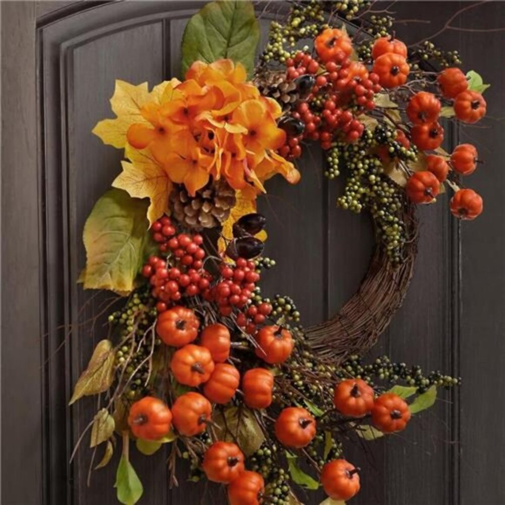 Fall Decor Fall Wreaths for Front Door 20 Inch Mini Pumpkins‎ Berries Wreath